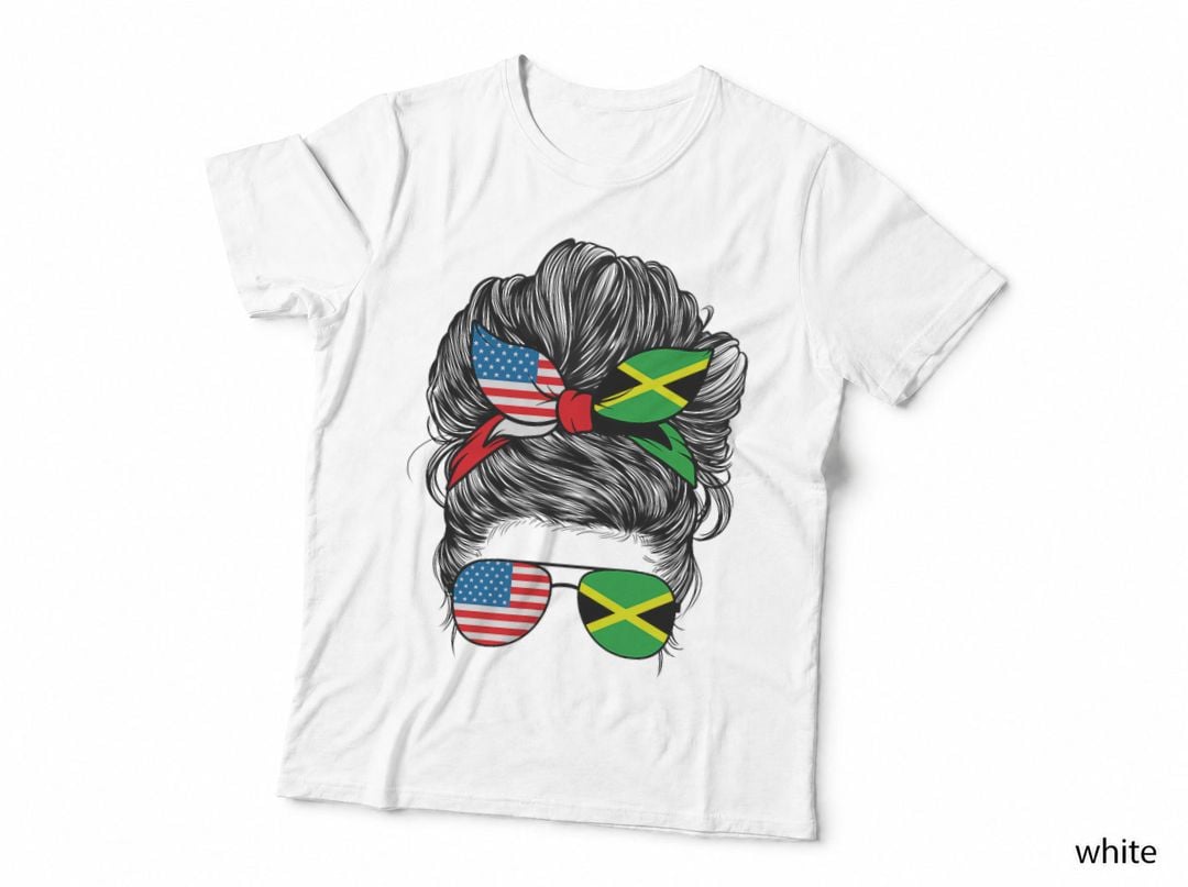 Half American Jamaican America Jamaica Flag Girl Women Mom T-Shirt