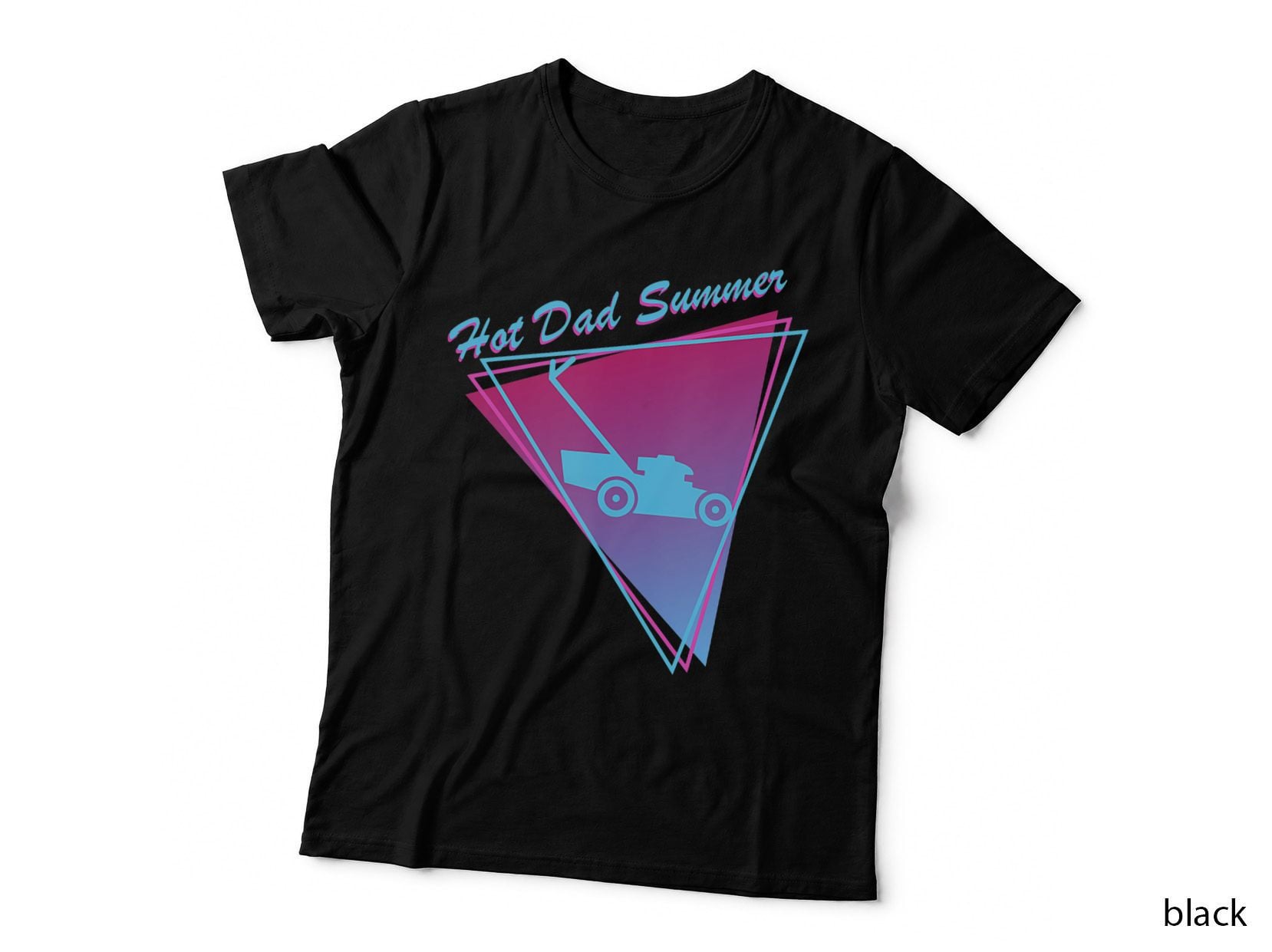 Hot Dad Summer Funny 80's Retro Push Lawn Mower T-Shirt