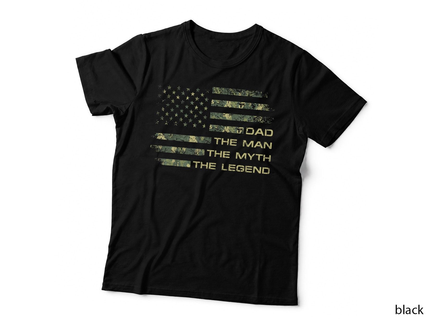 Mens Dad Man Myth Legend Fars Day Camo Us Flag T-Shirt