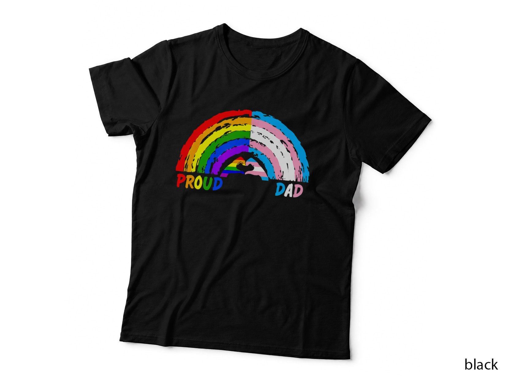 Mens Proud Dad LGBT and Transgender LGBTQ Gay Rainbow T-Shirt