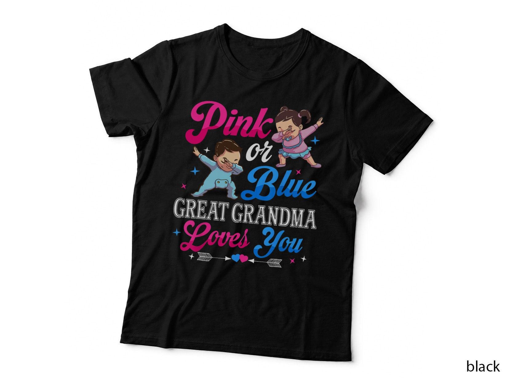 Pink or Blue Great Grandma Loves You Baby Gender Reveal T-Shirt
