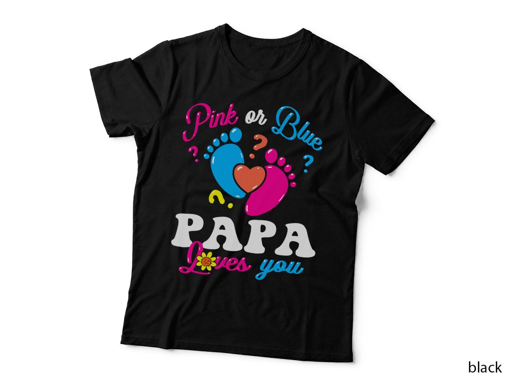Pink or Blue Papa Loves You Baby Gender Reveal Party Dad Men T-Shirt