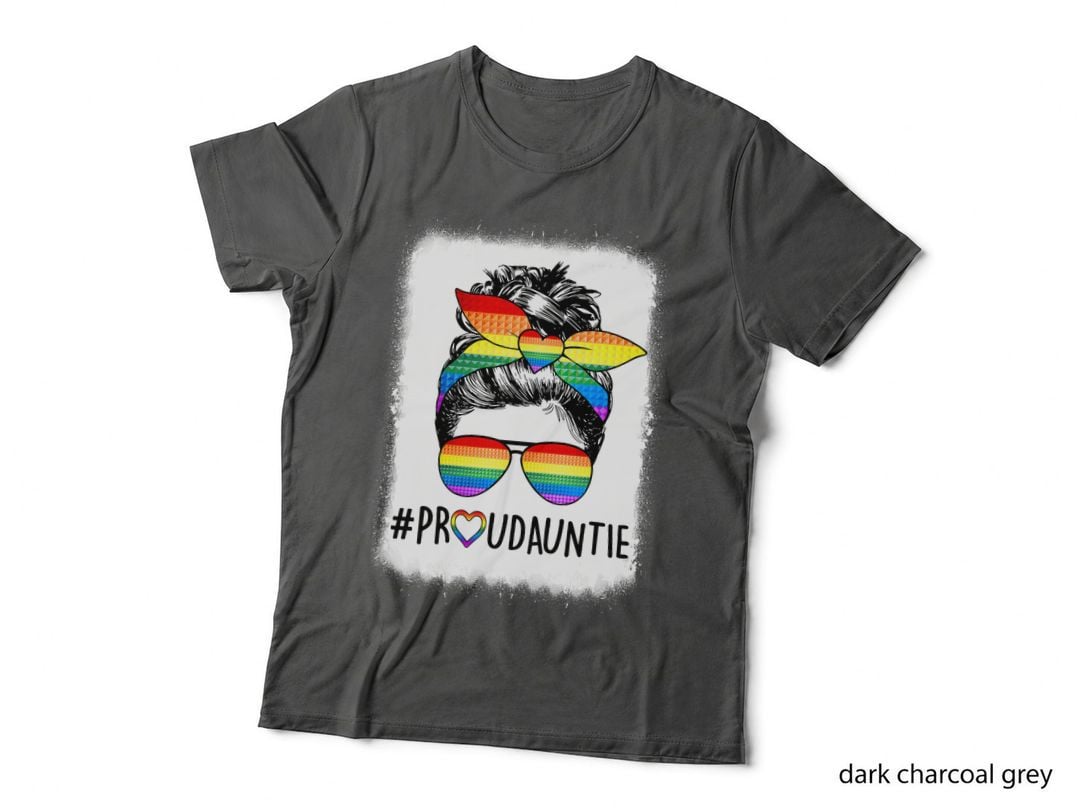Proud Auntie Messy Bun Rainbow Lgbt Auntie Lgbt Gay Pride T-Shirt