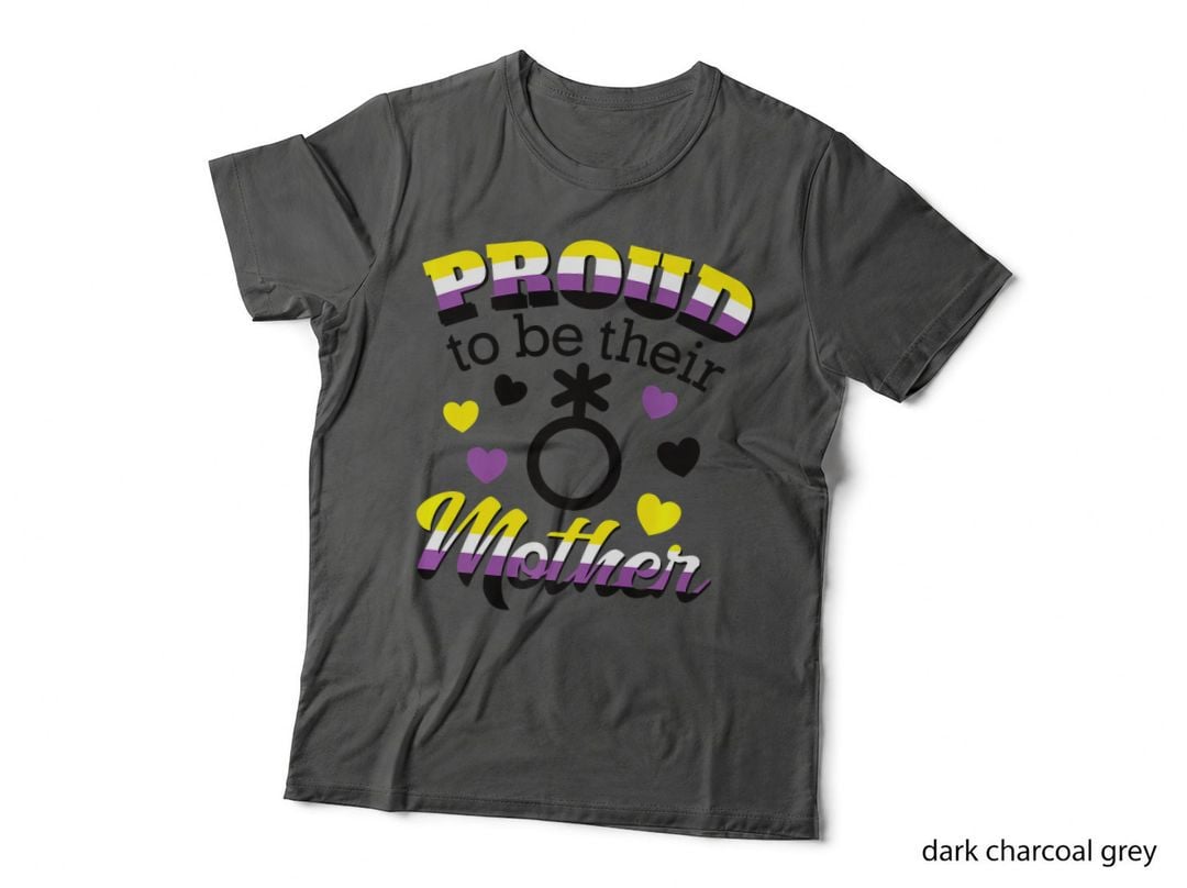Proud Mom Non Binary Child LGBTQ Flag No Gender Parent Ally T-Shirt
