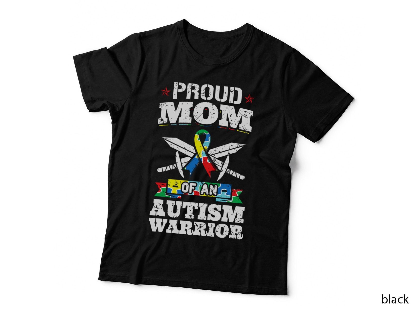 Proud Mom of an Autism Warrior Autistic Awareness Ribbon T-Shirt