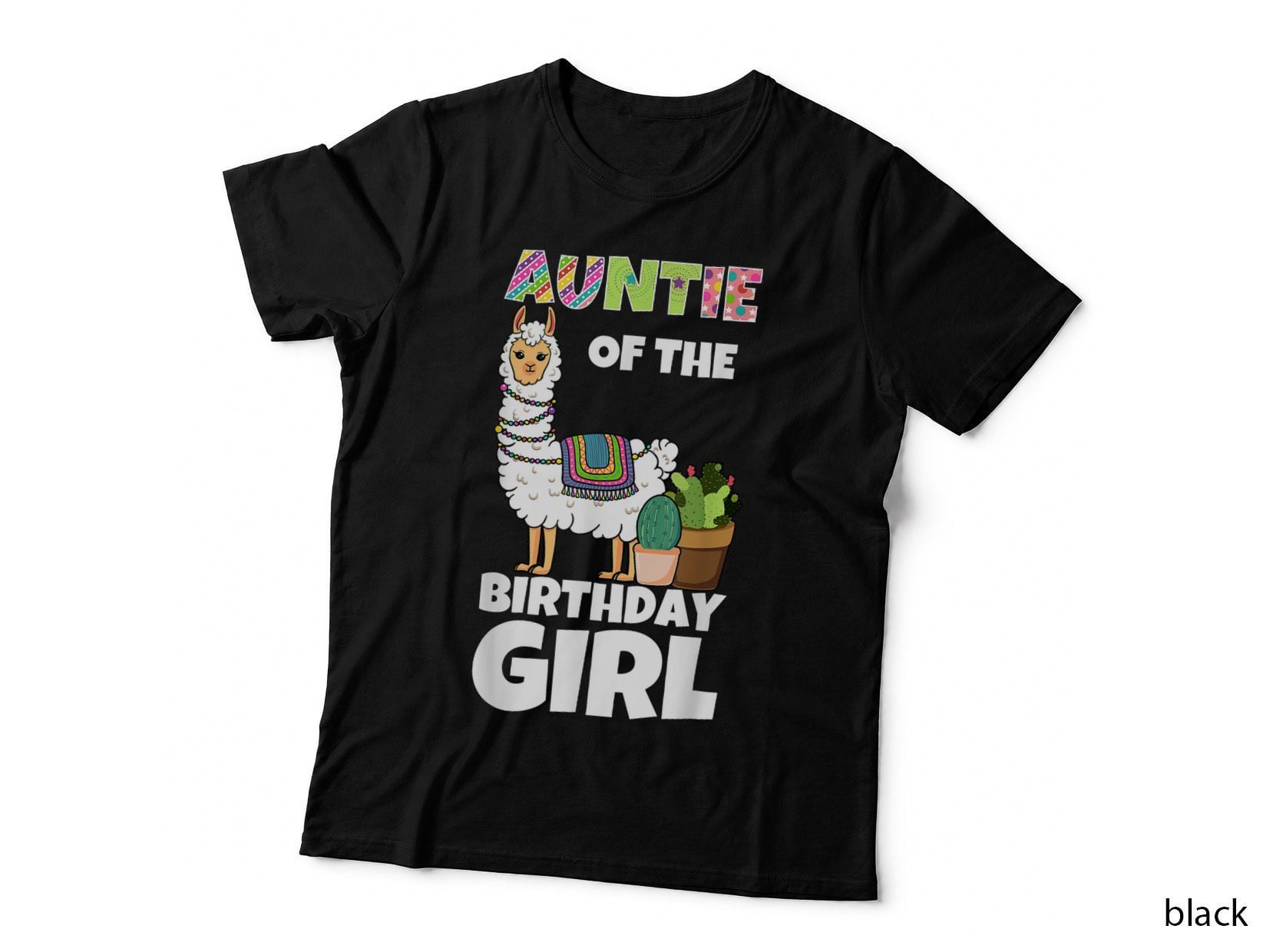 Auntie of the Birthday Girl Llama T-Shirt, Birthday Party Theme