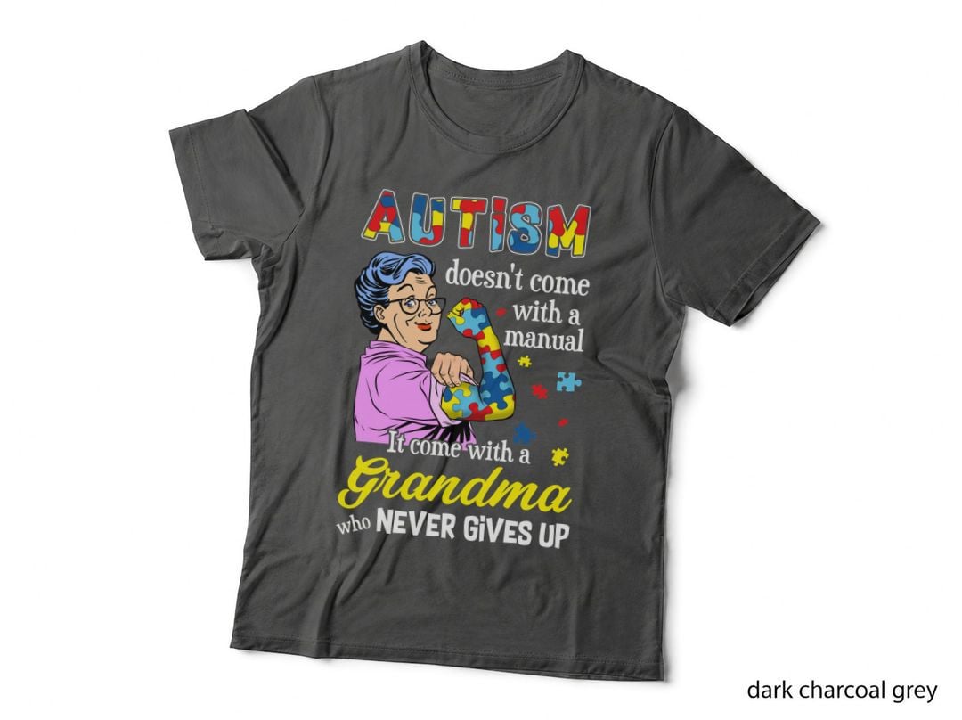 Autism Awareness Grandma T-Shirt, Puzzle Piece Print, Strong Grandma Style