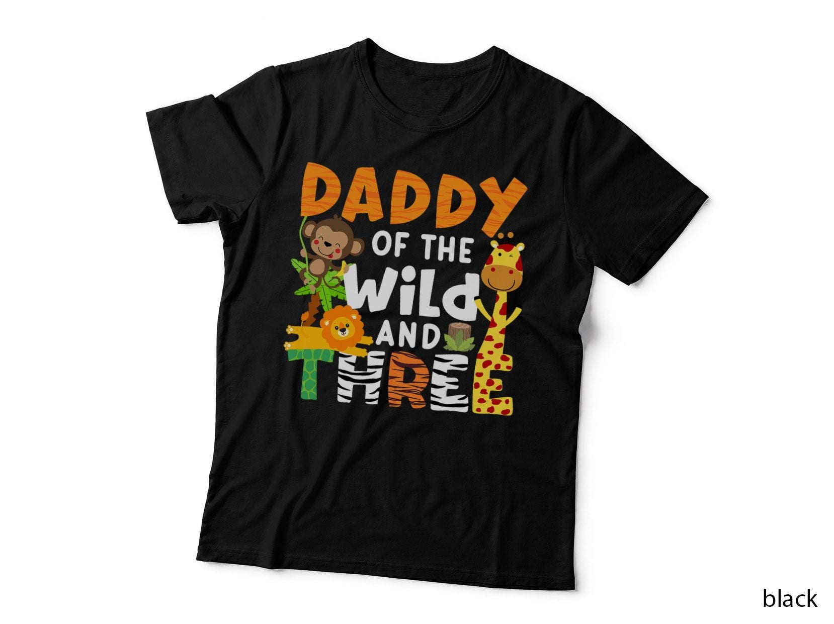 Daddy of the Wild and Three Safari Jungle Zoo Theme Birthday T-Shirt