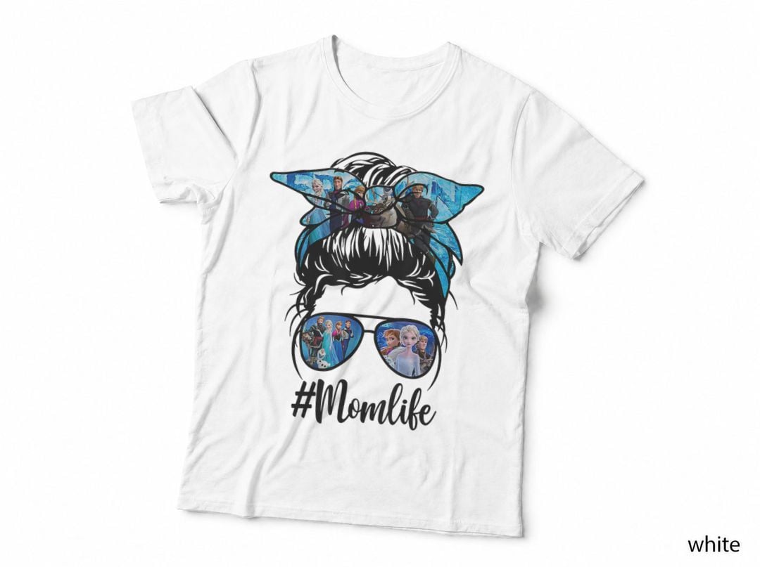 Matching Mom Life Funny Messy Bun Frozen Graphic T-Shirt