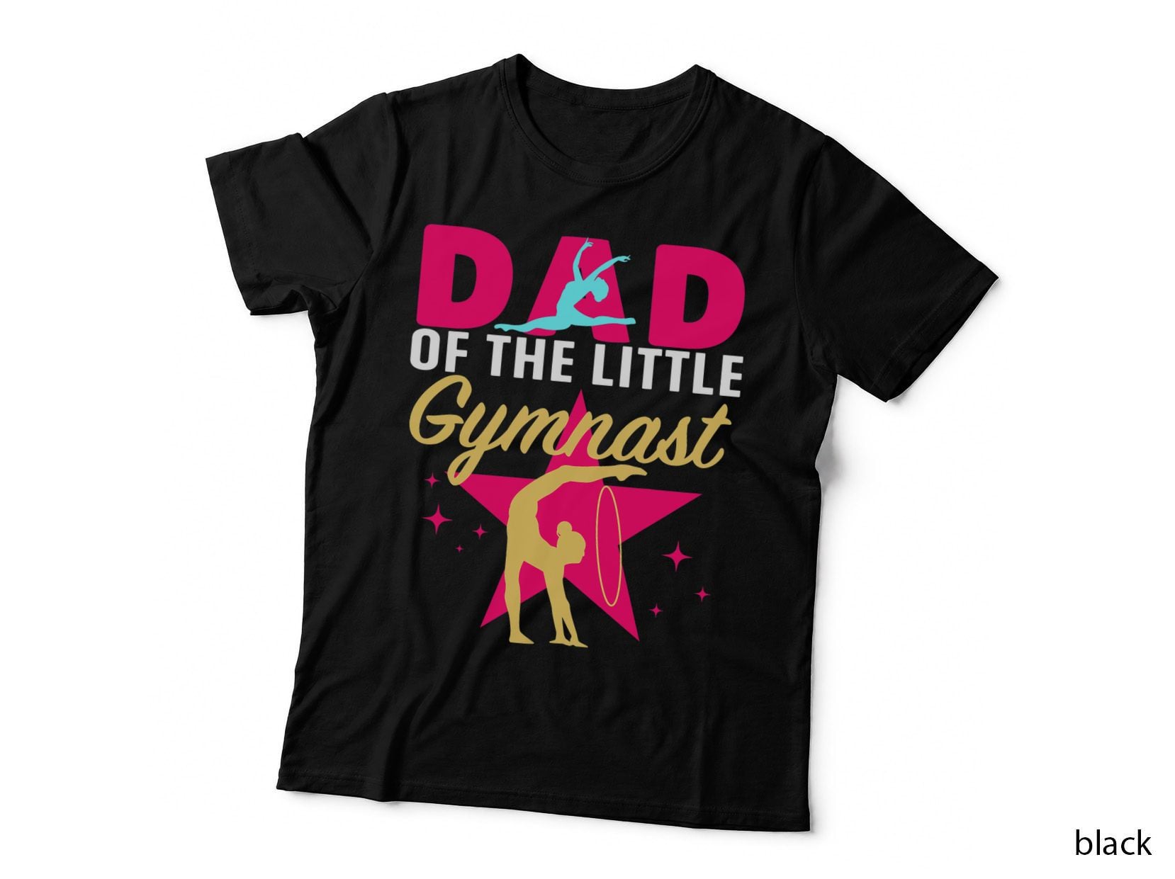 Mens Dad Little Gymnast Girl Birthday Gymnastics Themed Party T-Shirt