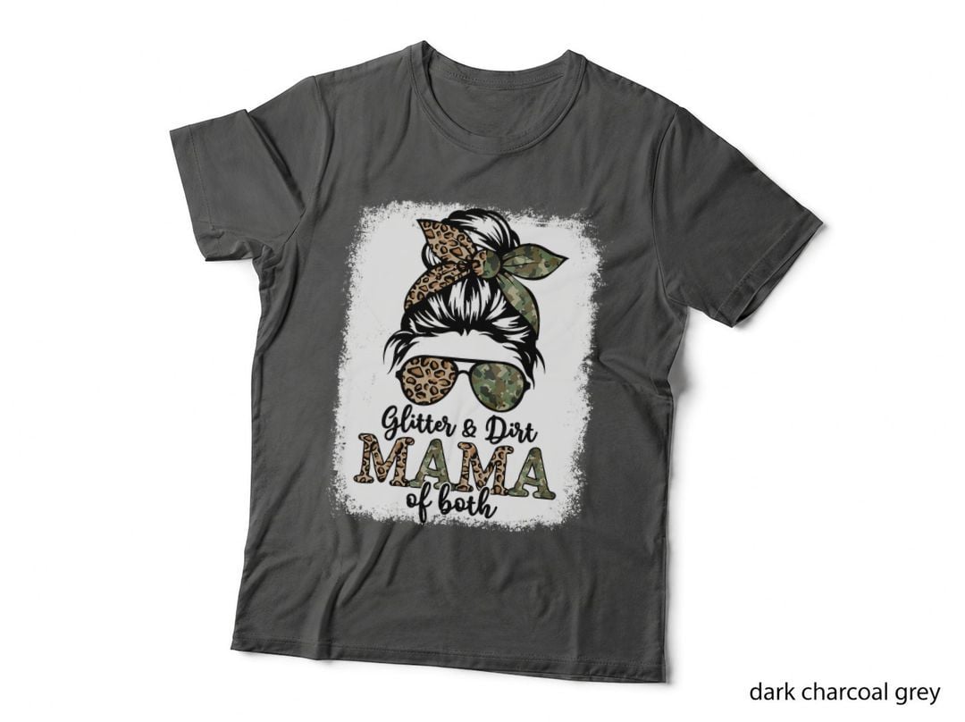 Messy Bun Glasses Bandana Mama of Both Mors Day Bleached T-Shirt