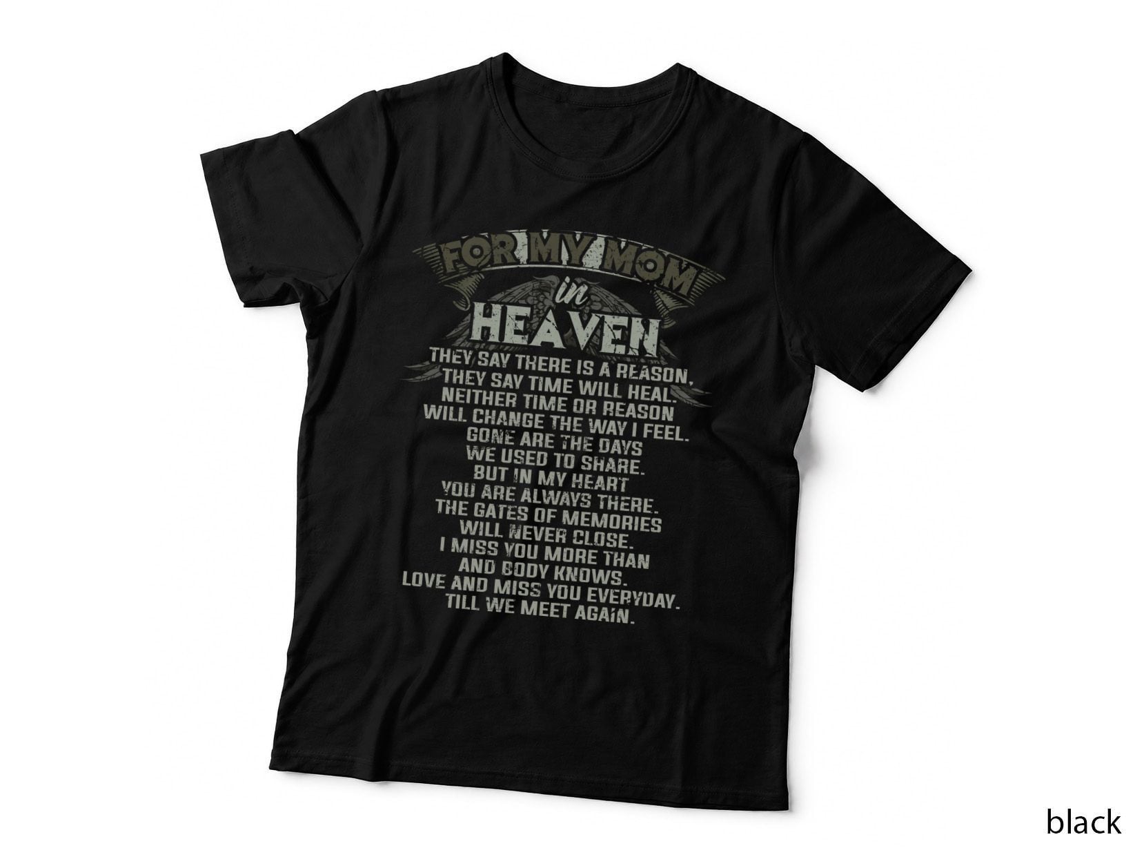 Mom in Heaven Memorial T-Shirt, Mommy Love Typography, Mom Family Apparel