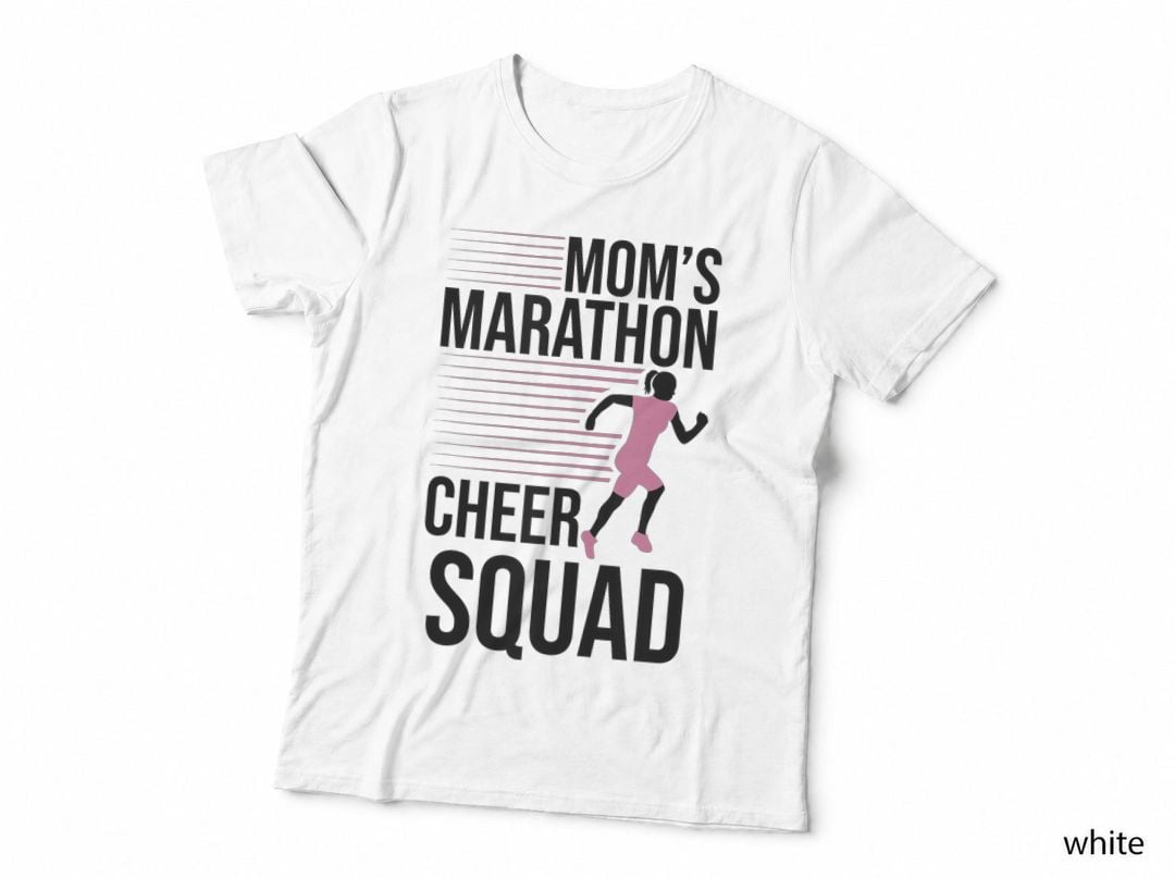 Mom's Marathon Cheer Squad Marathoner Mom Running Lovers T-Shirt