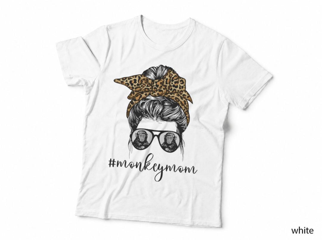 Monkey Mom Life Messy Bun Mama Monkey Lover Mothers Day T-Shirt