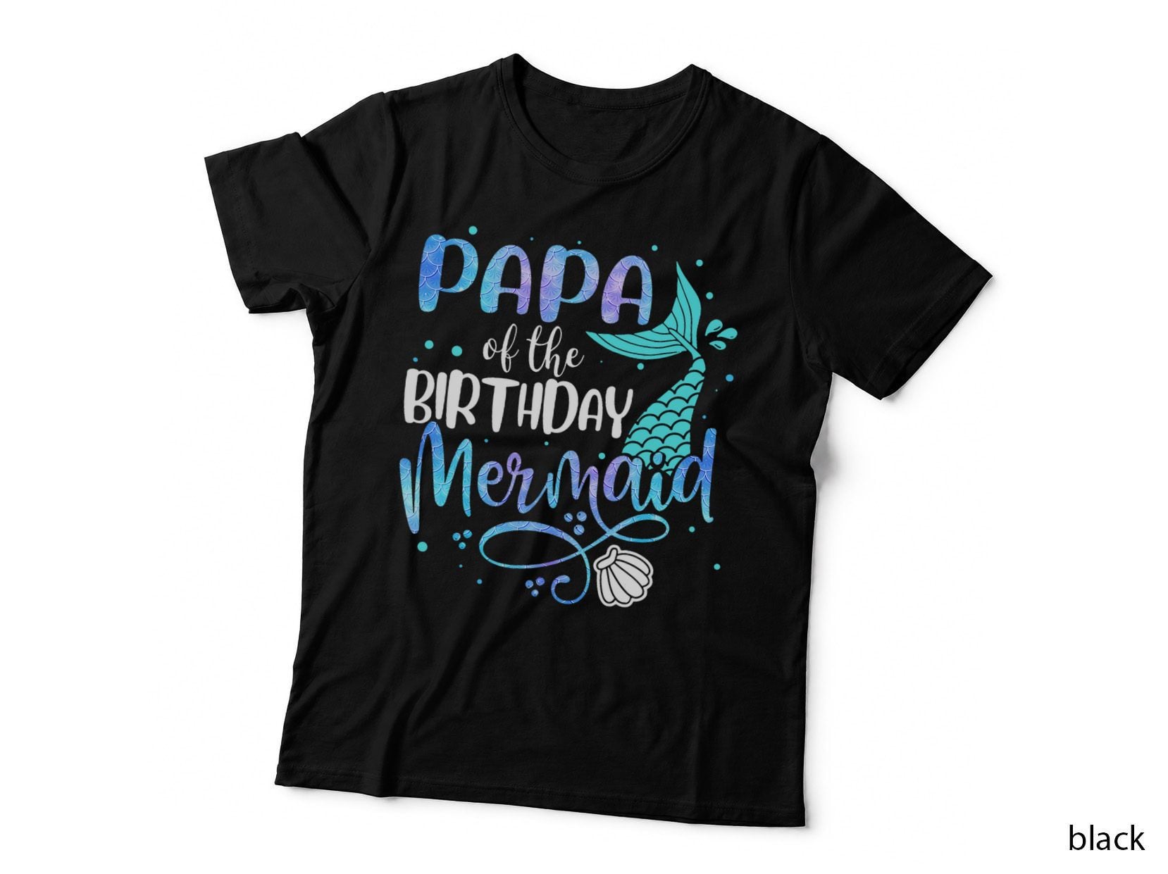 Papa of the Birthday Mermaid Family Matching Party Squad T-Shirt