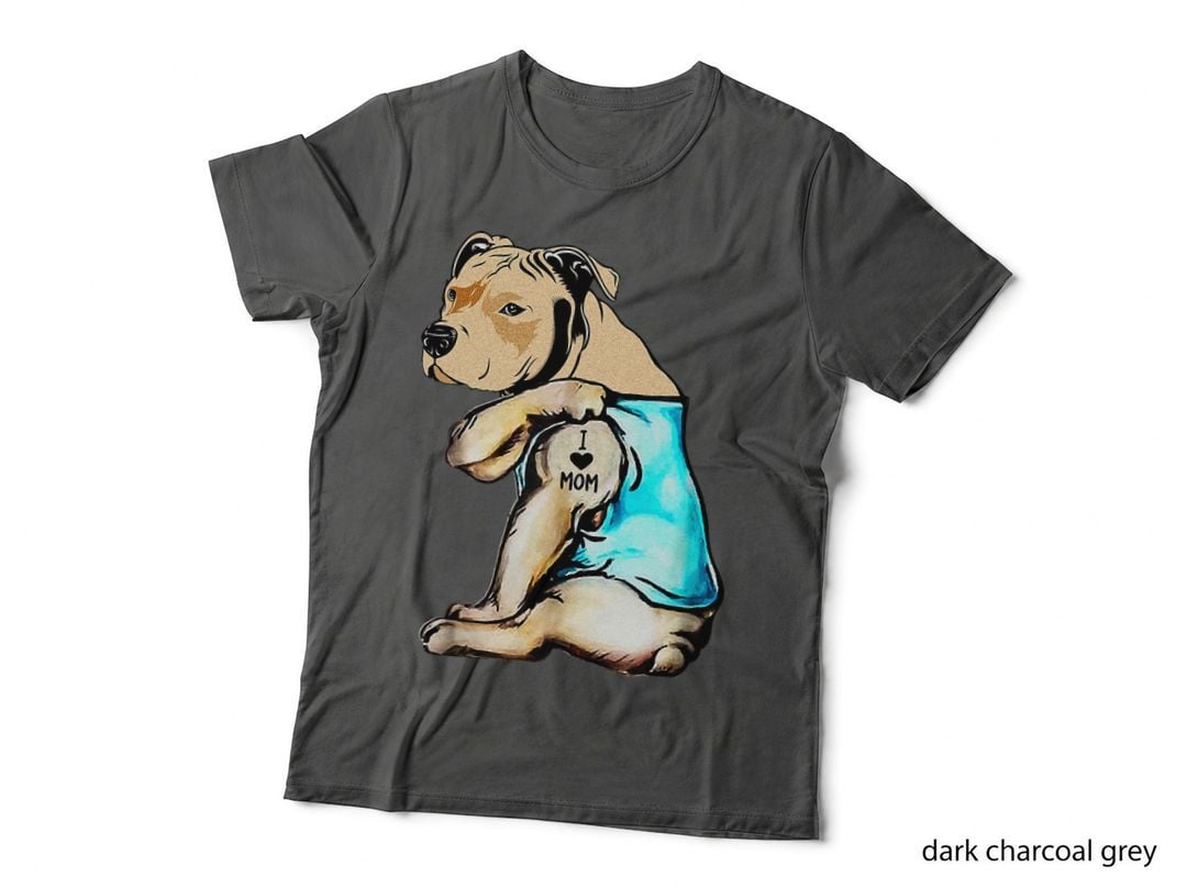 Pit Bull - I Love Mom Tattoo Mother's Day Gift T-Shirt