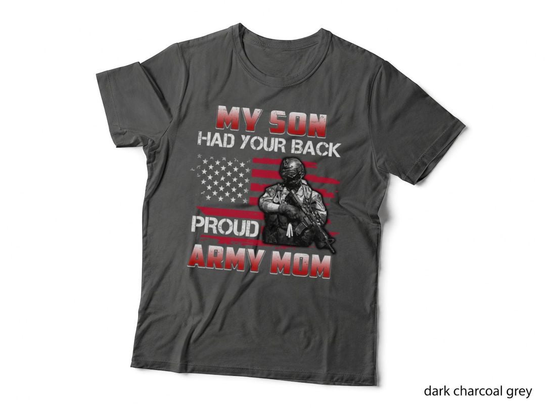 Proud Army Mom My Son T-Shirt, Patriotic Military Print