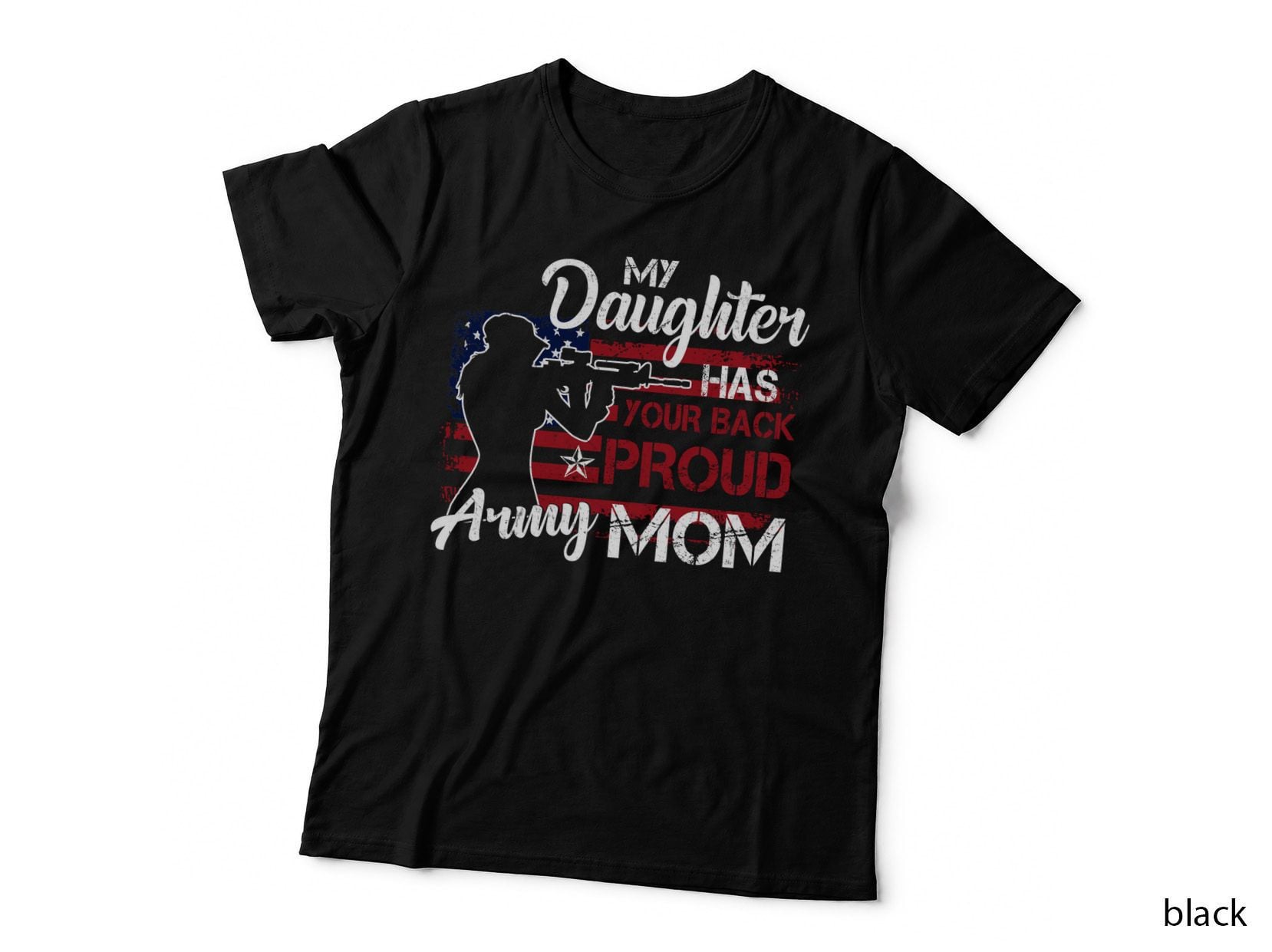 Proud Army Mom T-Shirt, Patriotic Design, Military Support Apparel
