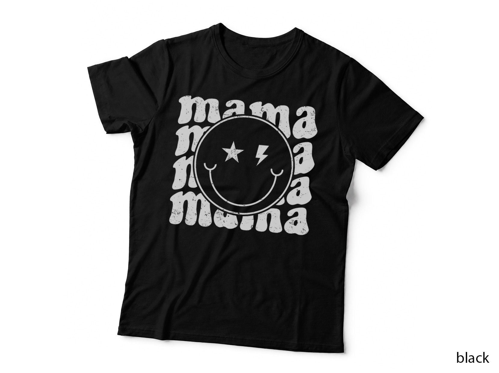 Retro Happy Face Mama Groovy Trendy New Mom Smile Face T-Shirt