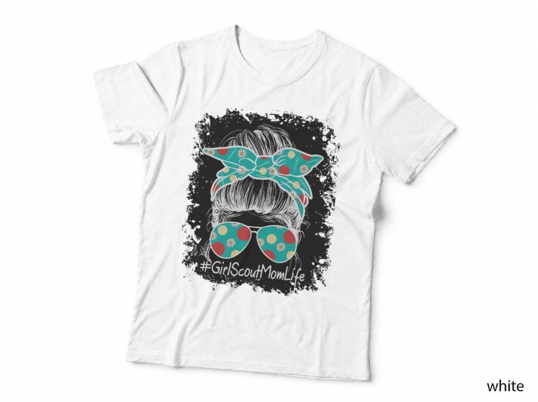 Scout Mama Cookie Girl Life Troop Leader Mom Life Messy Bun T-Shirt