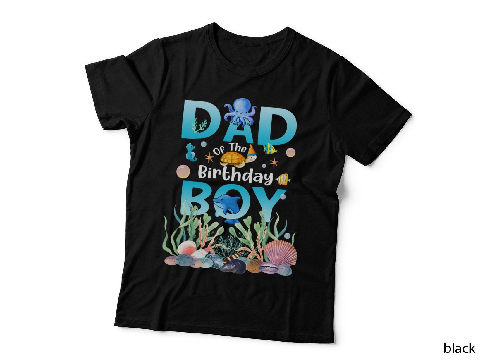 Sea Fish Ocean Animals Dad of the Birthday Boy T-Shirt