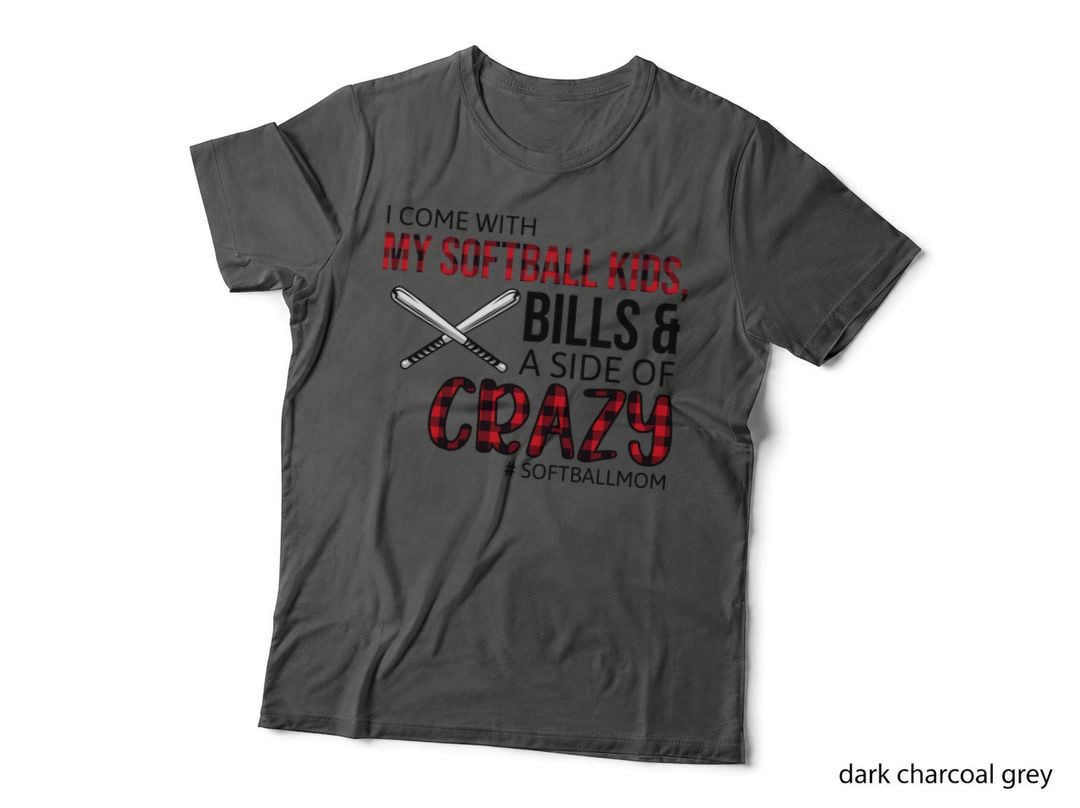 Softball Mom T-Shirt, Buffalo Plaid Style, Mom Life Apparel
