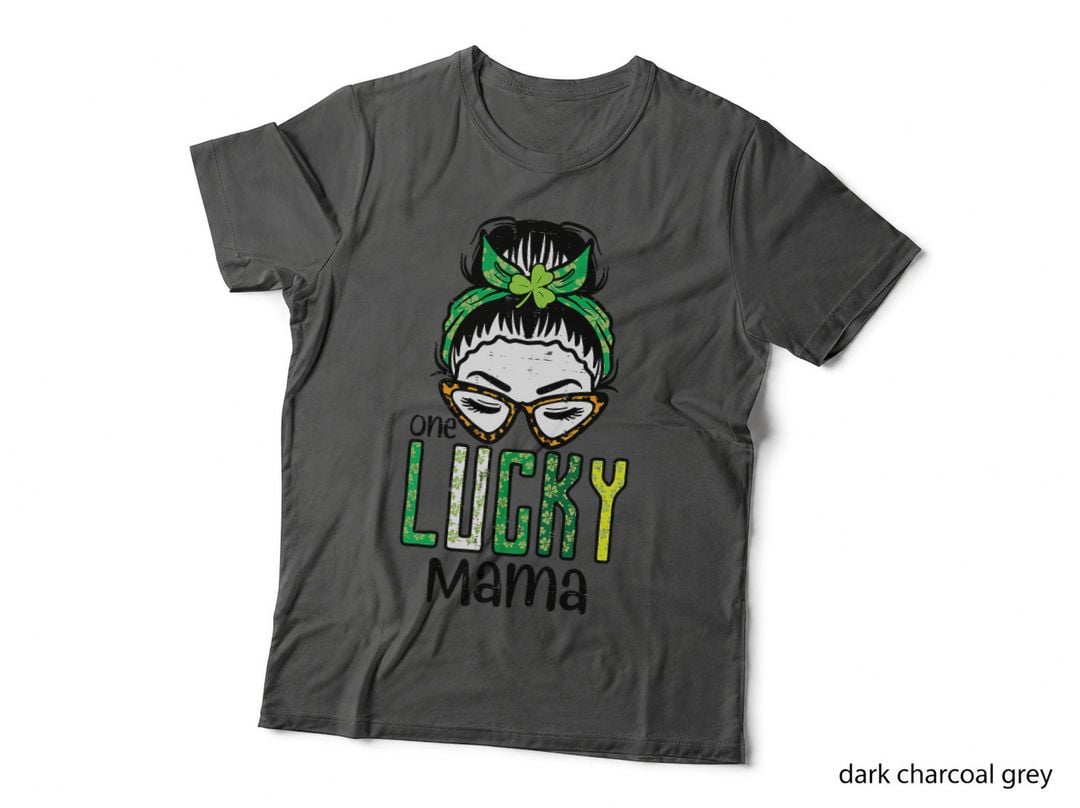 St Patricks Day Messy Bun Lucky Mama Saint Paddys Mom Women T-Shirt