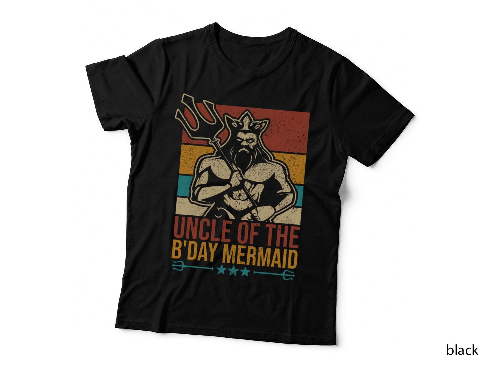 Uncle of the Birthday Mermaid T-Shirt, Vintage Merman Party Outfit
