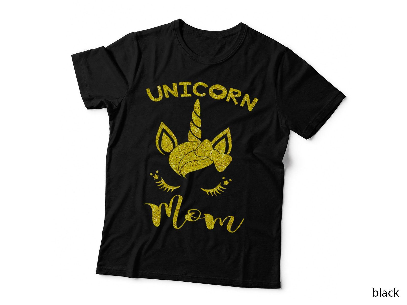 Unicorn Mom T-Shirt, Glitter Gold Design, Mom Gift Idea