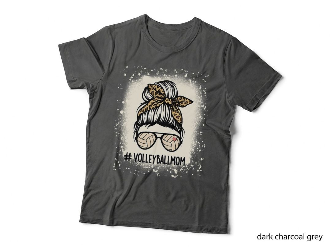 Volleyball Mom Volleyball Lover Mom Messy Bun Bleached T-Shirt