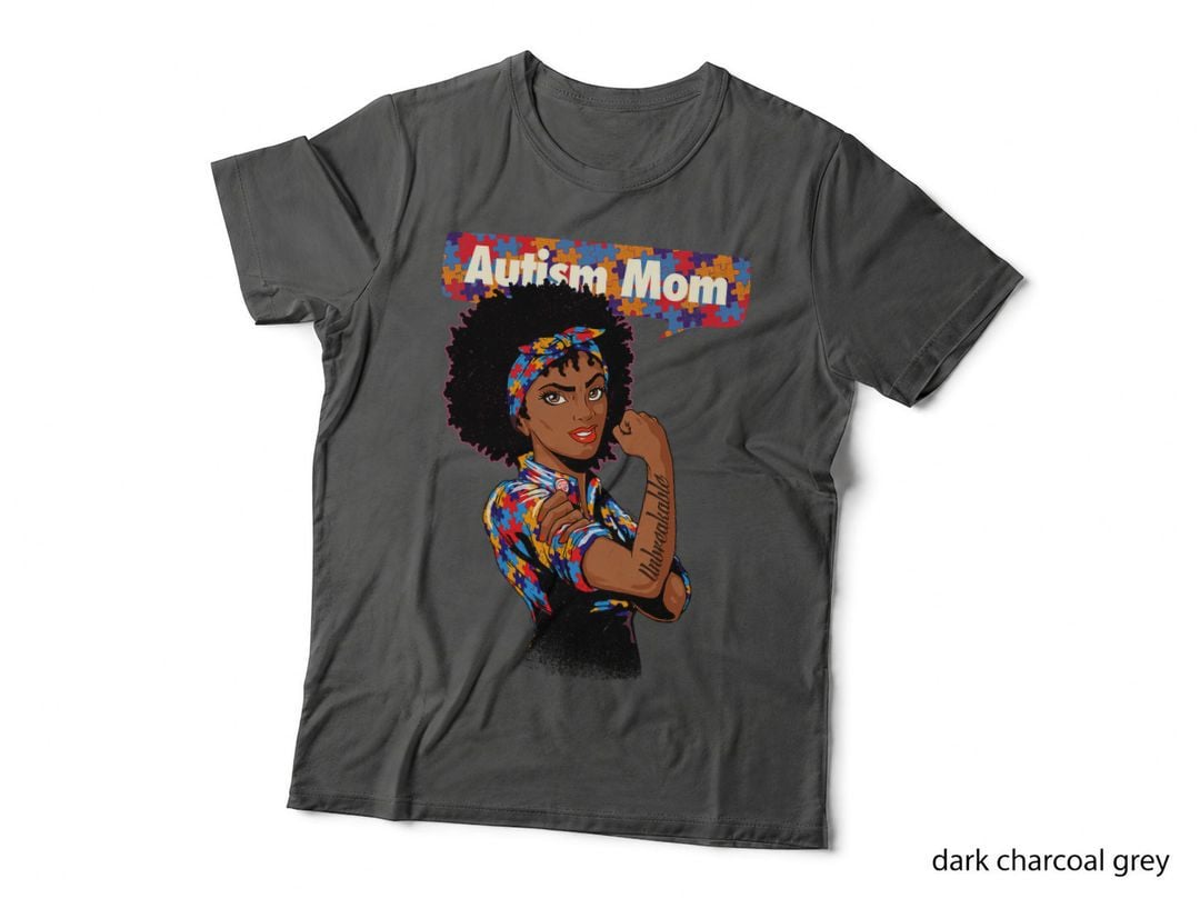 Autism Awareness Strong Mom Afro Mother Black Women Autism T-Shirt