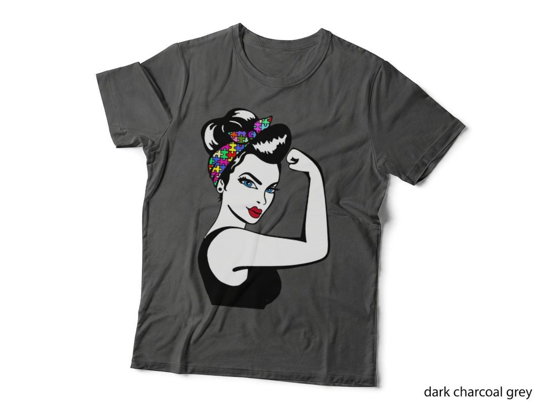 Autism Mom Unbreakable Rosie the Riveter Strong Woman Power T-Shirt