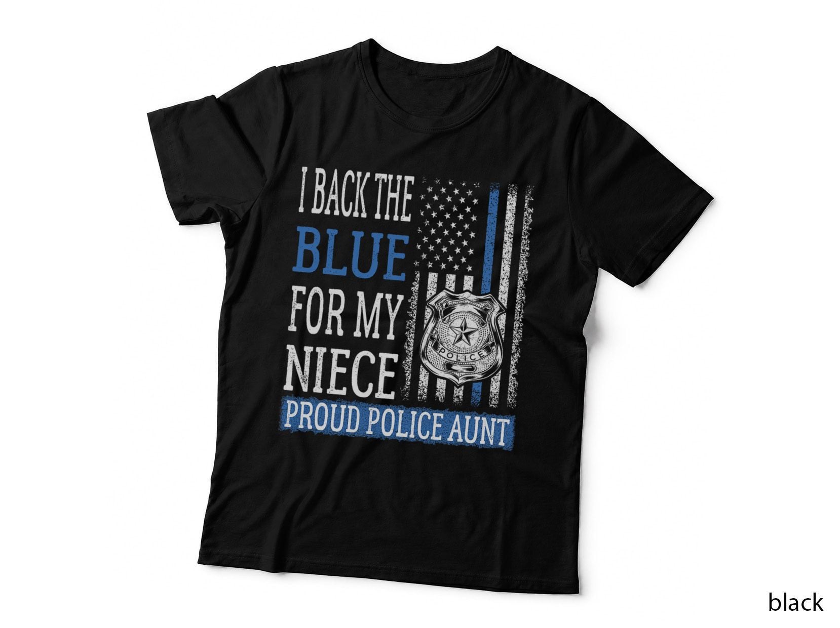 Back the Blue Niece Police Auntie T-Shirt, Patriotic Apparel