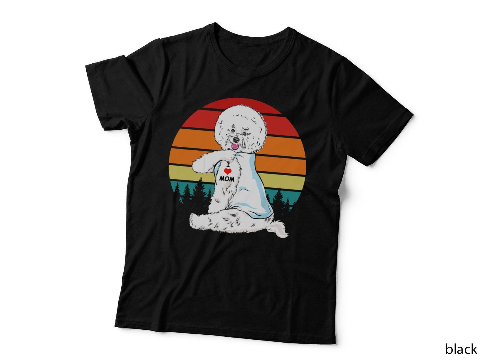 Bichon Frise Mom Love T-Shirt, Retro Vintage Style, Pet Owner Gift