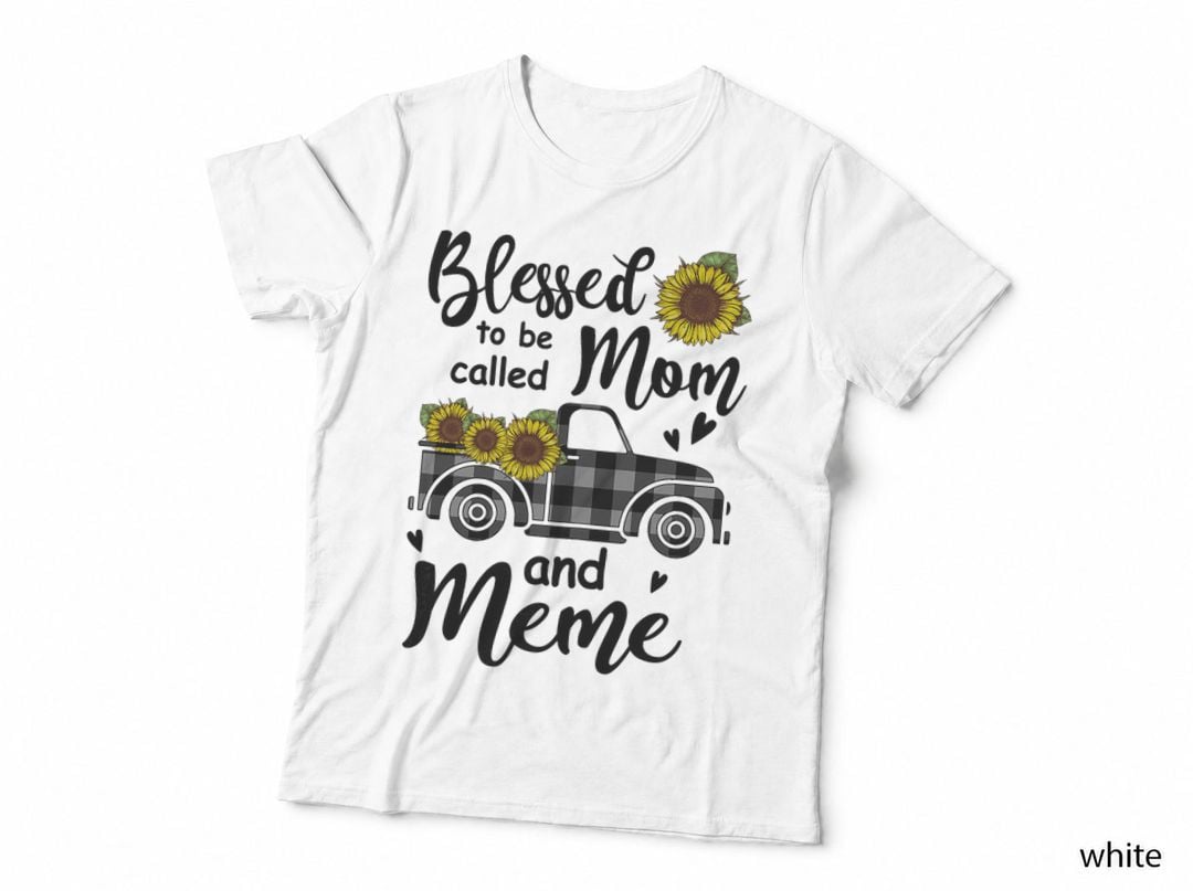 Blessed Mom and Meme Mother's Day T-Shirt, Floral Botanical, Mom Family