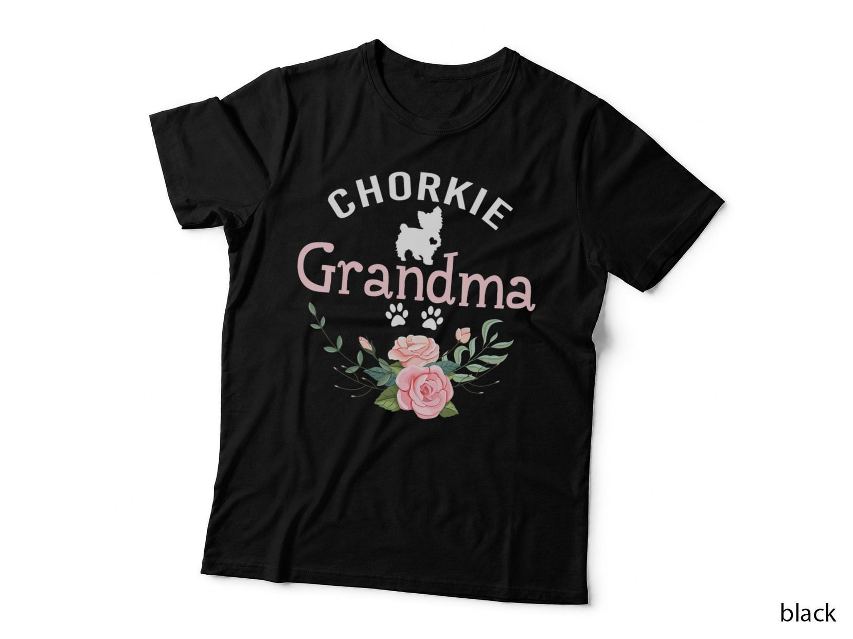 Chorkie Grandma Floral T-Shirt, Grandma Gifts, Pet Lover Apparel