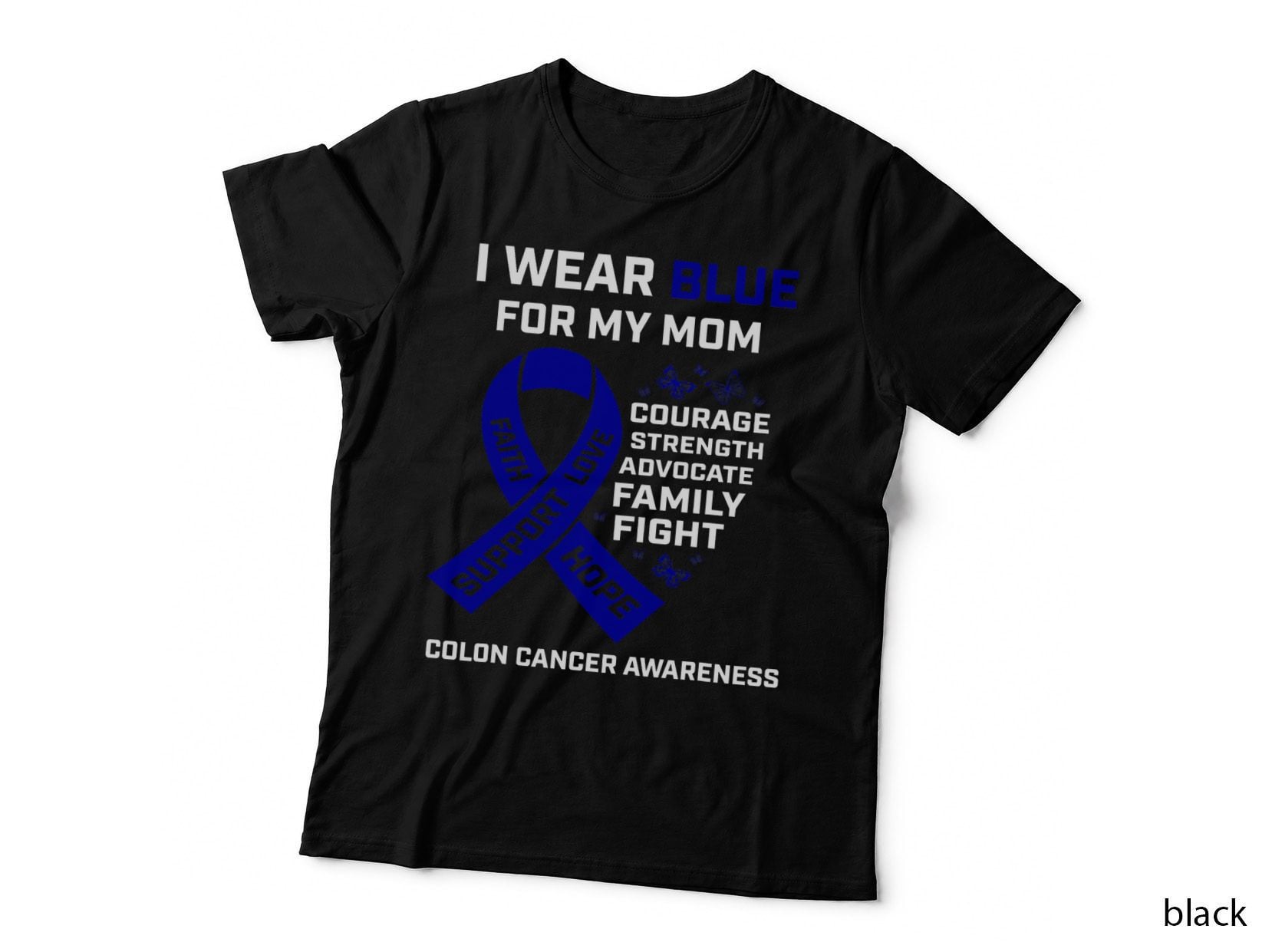 Colon Cancer Awareness T-Shirt, Mom Support Ribbon, Women Men Kids