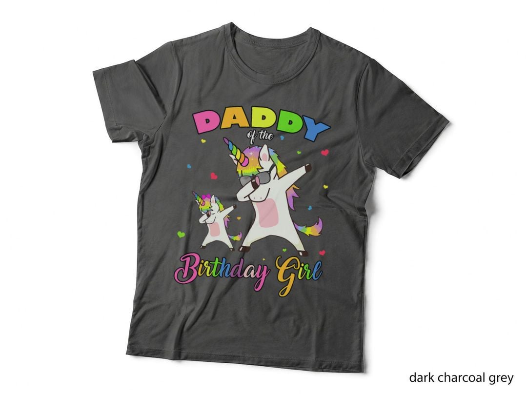 Dabbing Unicorn Birthday Girl Dad T-Shirt, Party Fun, Family Celebration