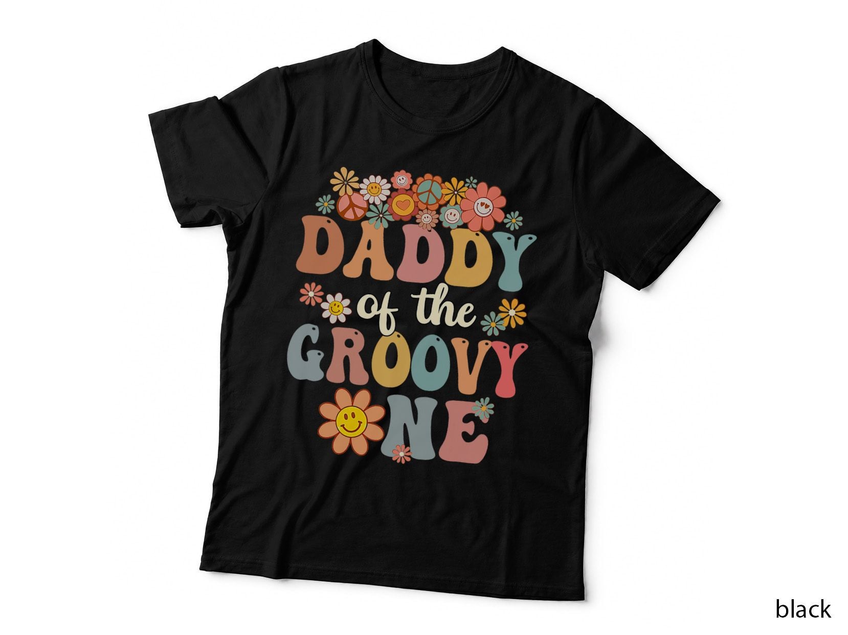 Daddy of the Groovy One T-Shirt, Floral 70s Vibes, Family Birthday Party