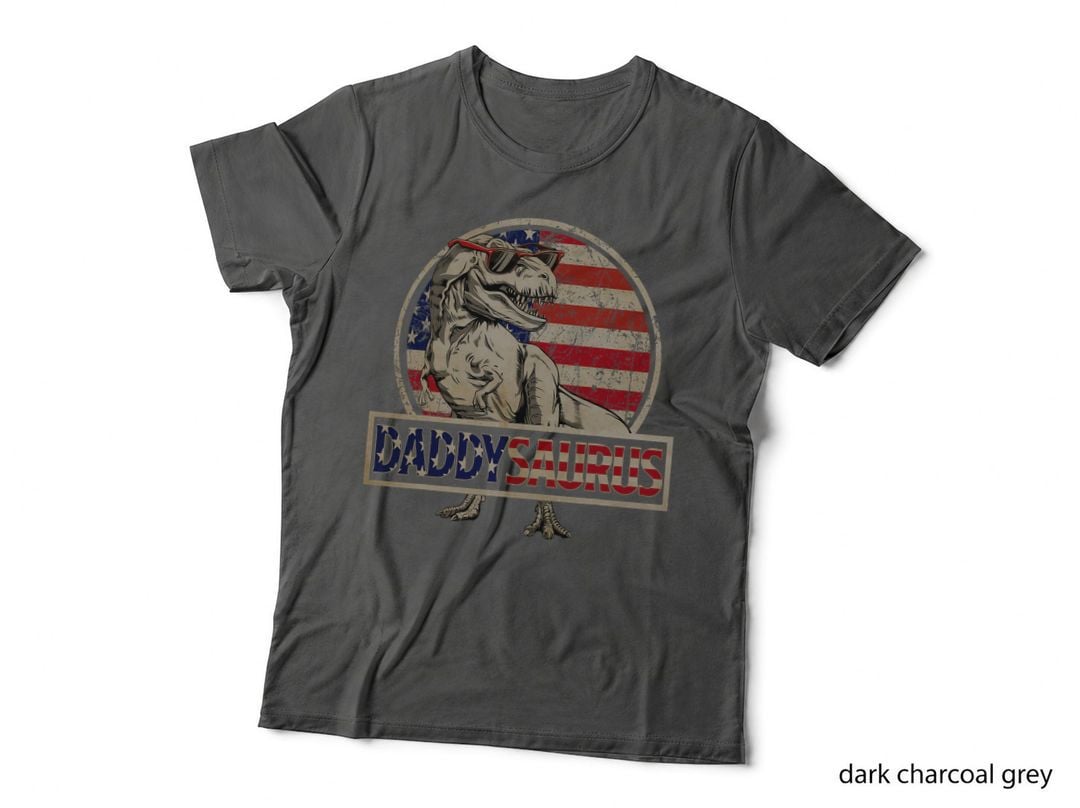 Daddysaurus T-Rex T-Shirt, Patriotic Dad Gift, Father's Day Apparel
