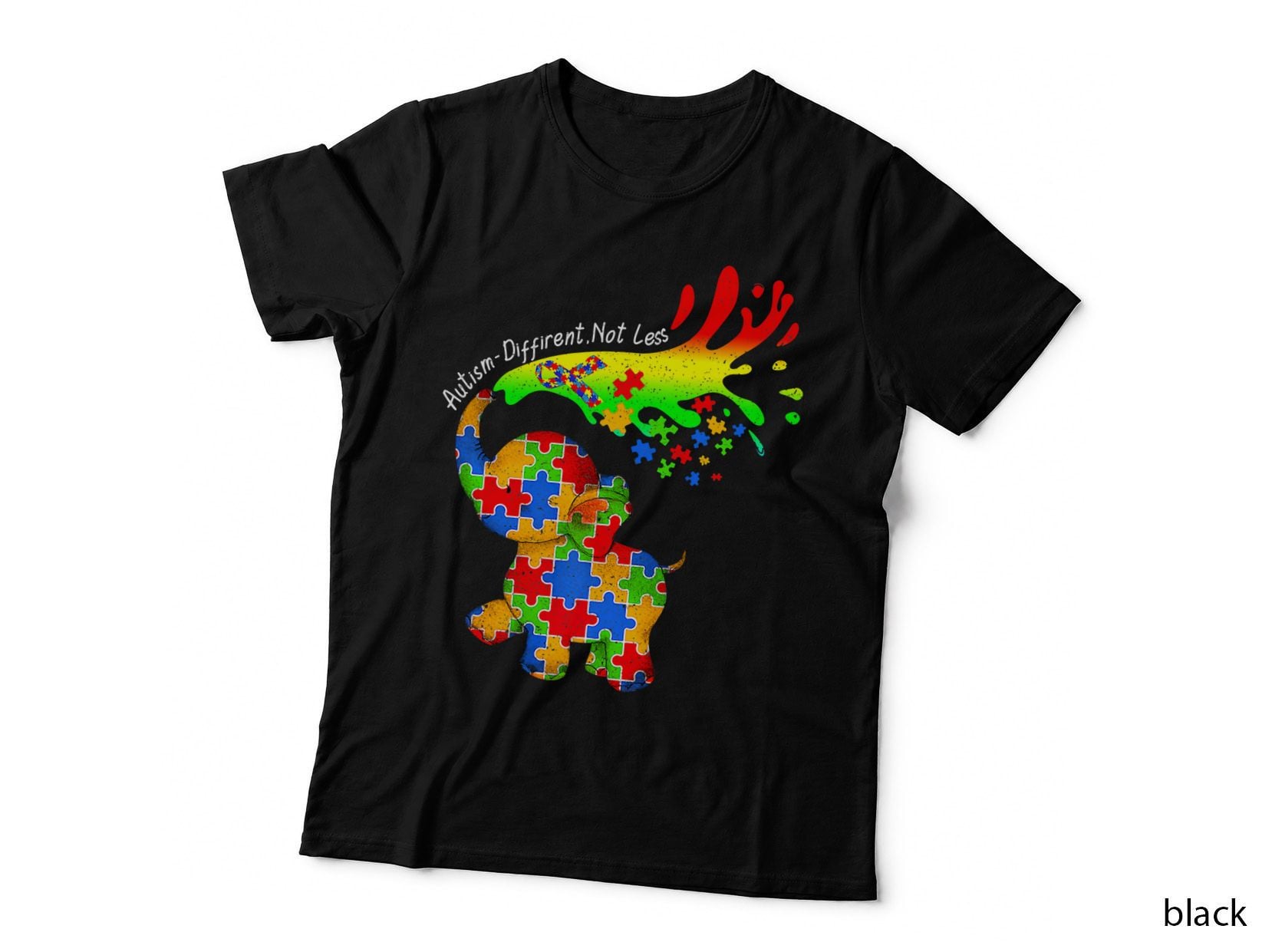 Elephant Autism Different Not Less Be Kind Puzzle Piece Mom T-Shirt