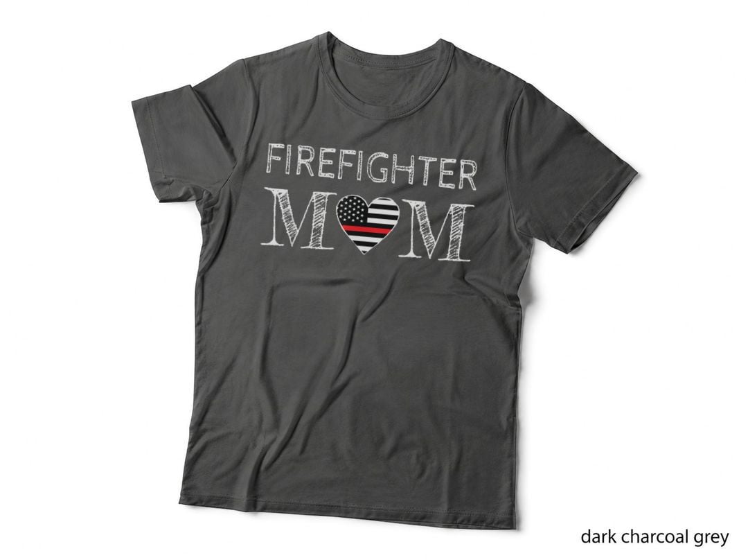 Firefighter Mom Support Thin Red Line Flag T-Shirt, Patriotic Apparel