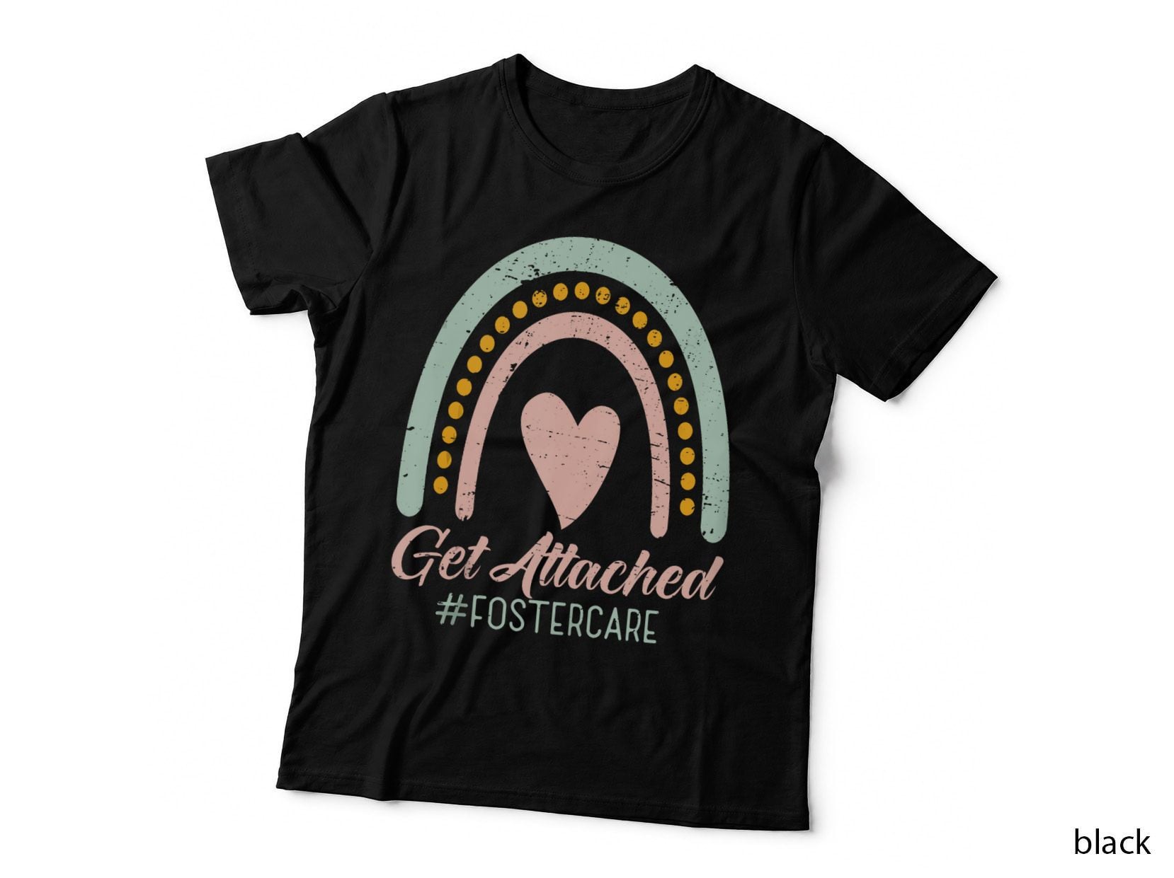Foster Care Adoption Day Mom, Rainbow Heart Print, Gift T-Shirt