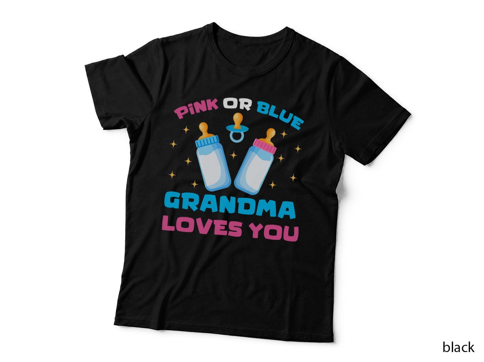 Gender Reveal Grandma T-Shirt, Pink or Blue Theme, Grandma Loves You