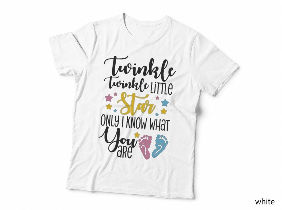 Gender Reveal Twinkle Little Star T-Shirt, Baby Shower Party, Mom Family