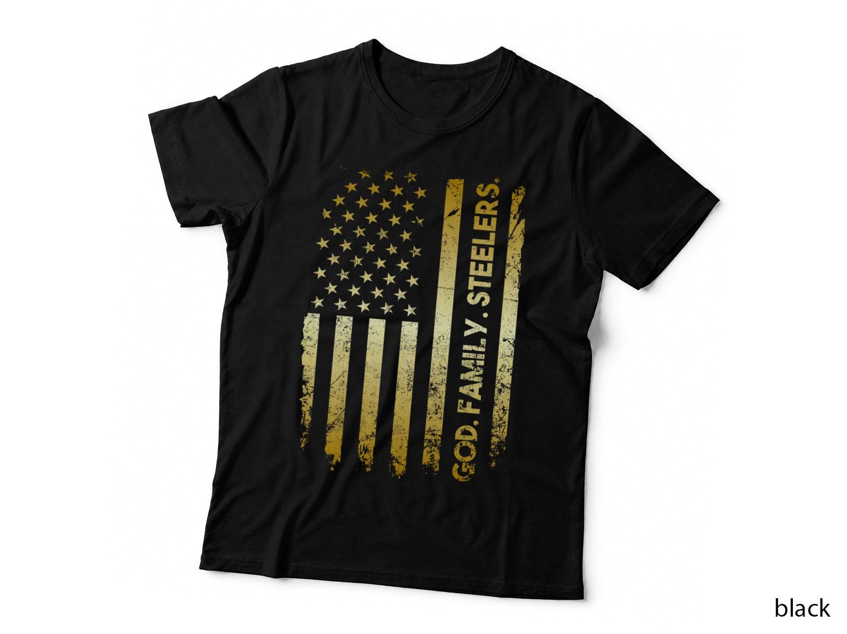 God Family Steelers Pro Us Flag T-Shirt, Patriotic, Dad Gift