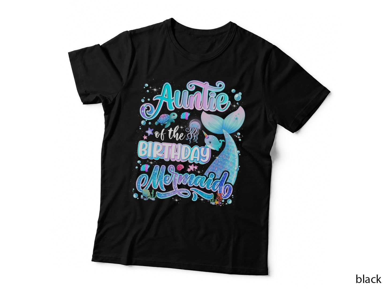 Mermaid Birthday Auntie T-Shirt, Underwater Fantasy, Family Mermaid Apparel