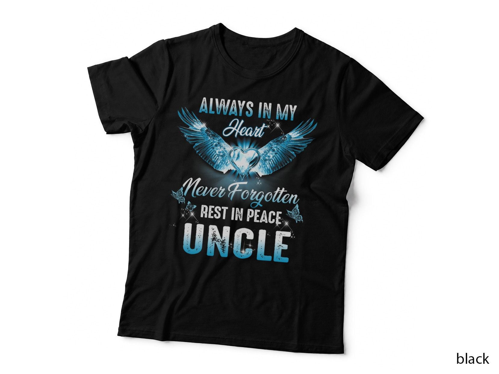 My Uncle in Heaven T-Shirt, Angel Wings Design, Memorial Apparel