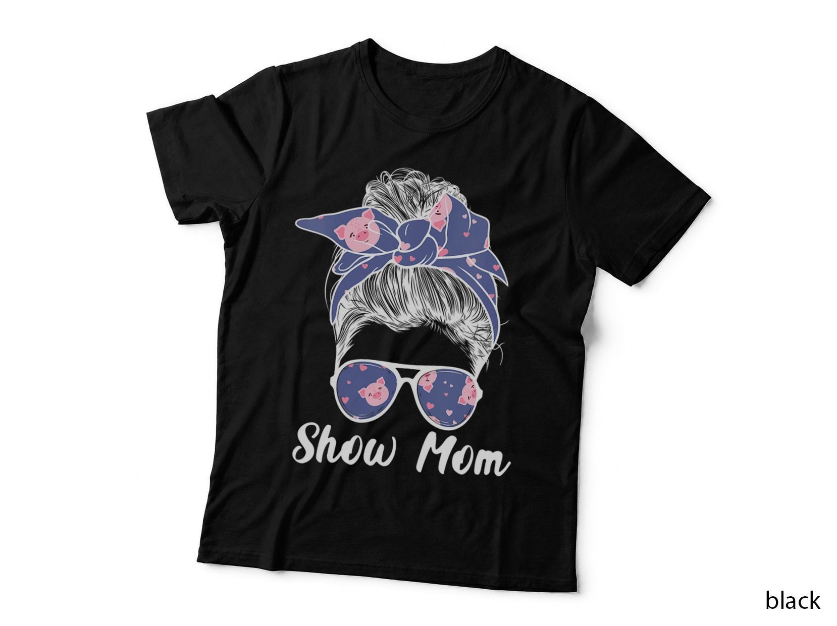 Pig Mom Messy Bun T-Shirt, Mom Life Style, Pet Lover Apparel