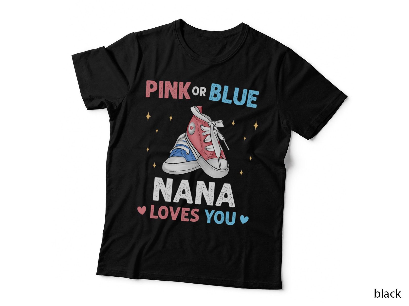 Pink or Blue Nana Loves You Grandma T-Shirt, Gender Reveal